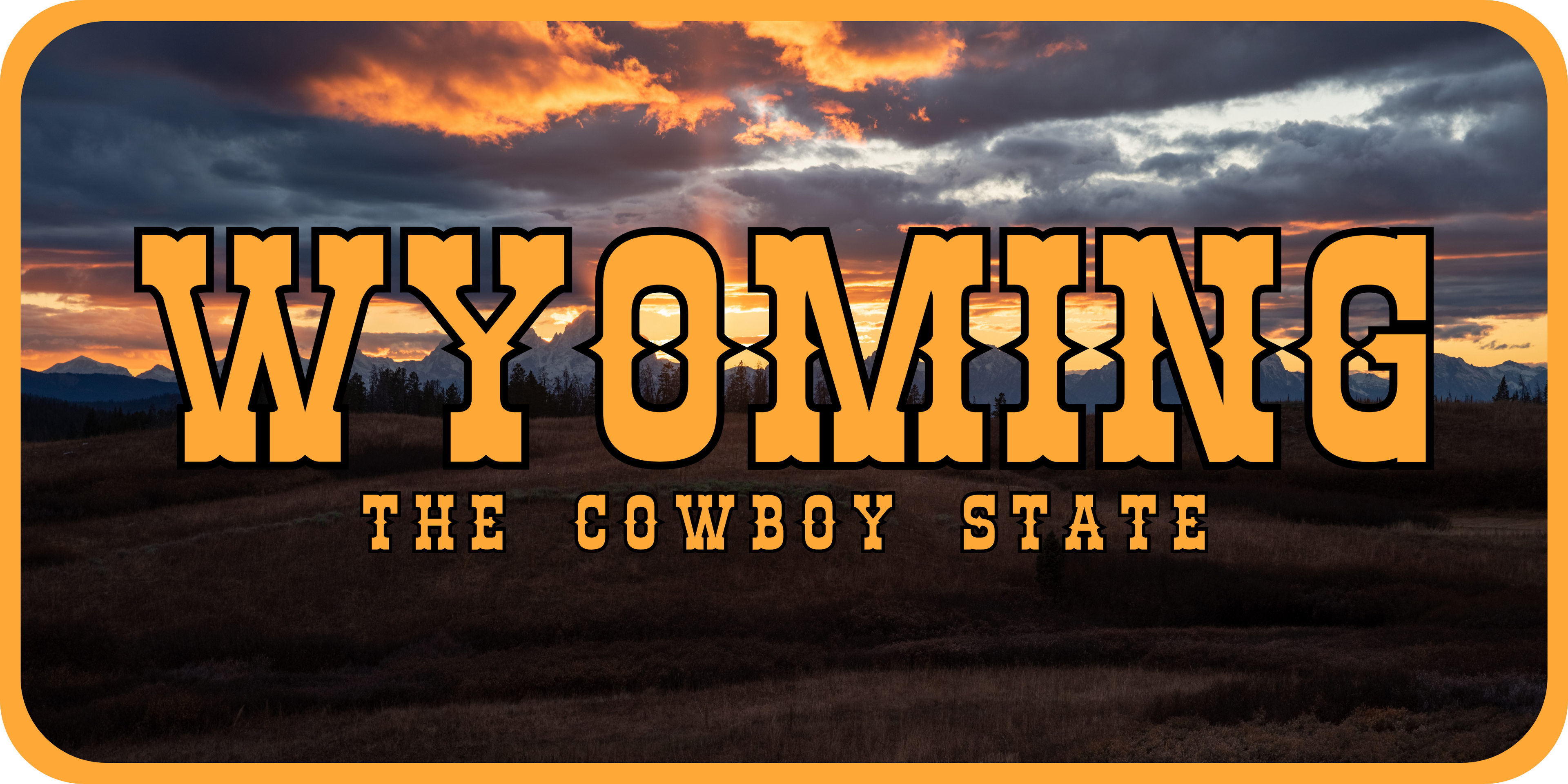 Wyoming License Plate Orange
