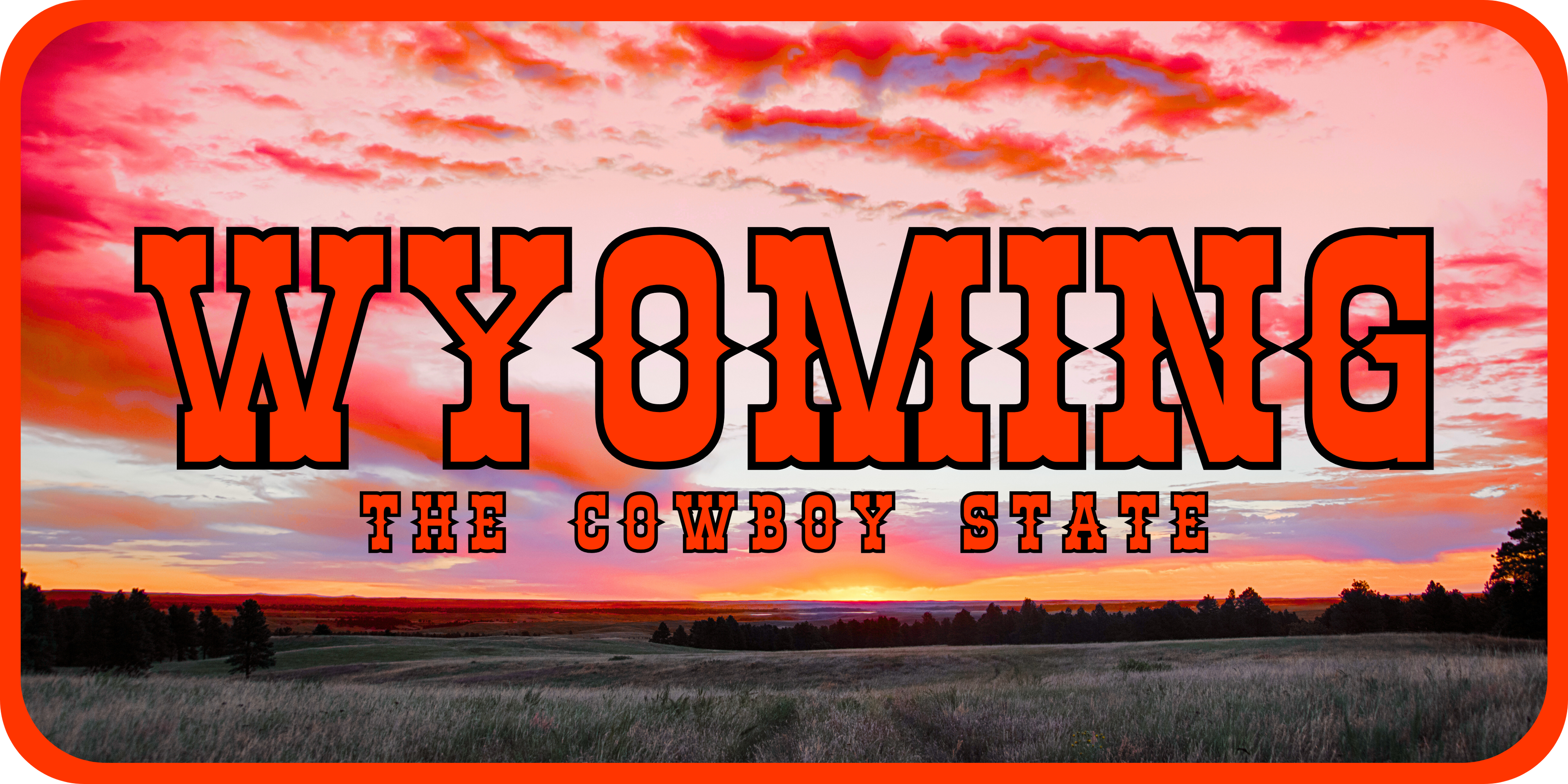 Wyoming License Plate Red