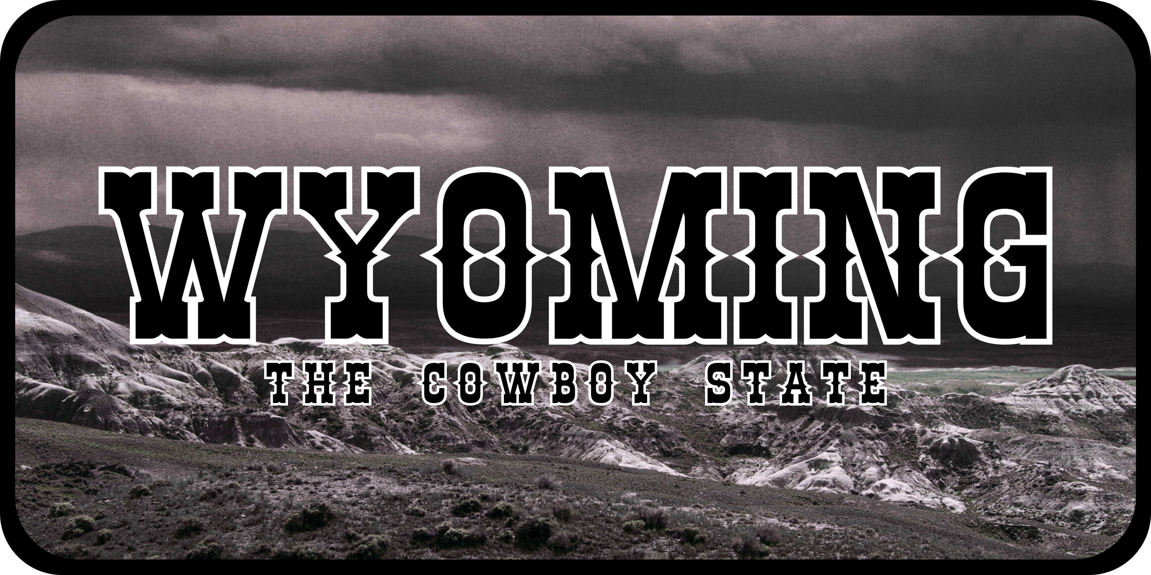 Wyoming License Plate BW