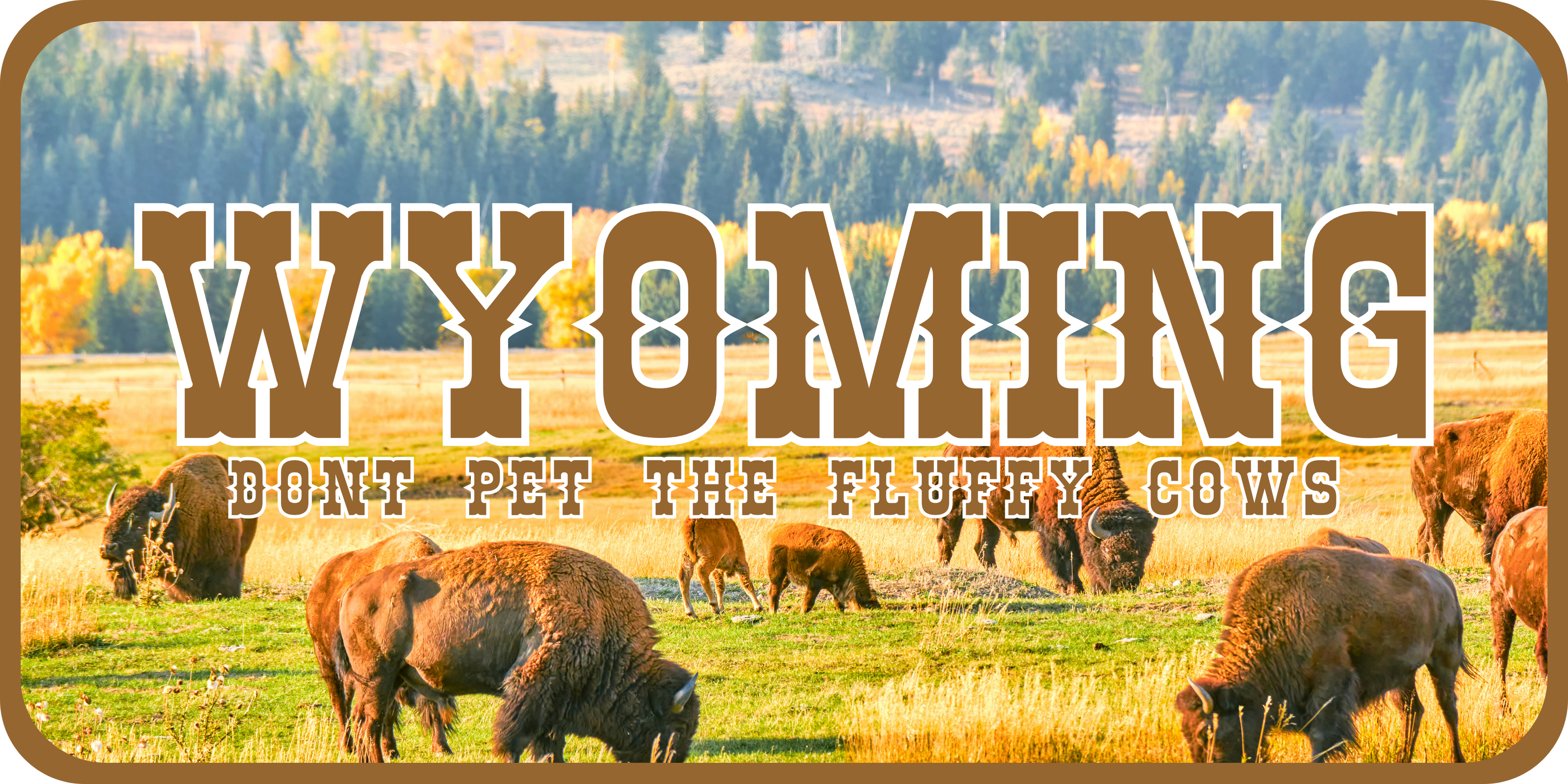 Wyoming License Plate "Don't Pet the Fluffy Cows" V2