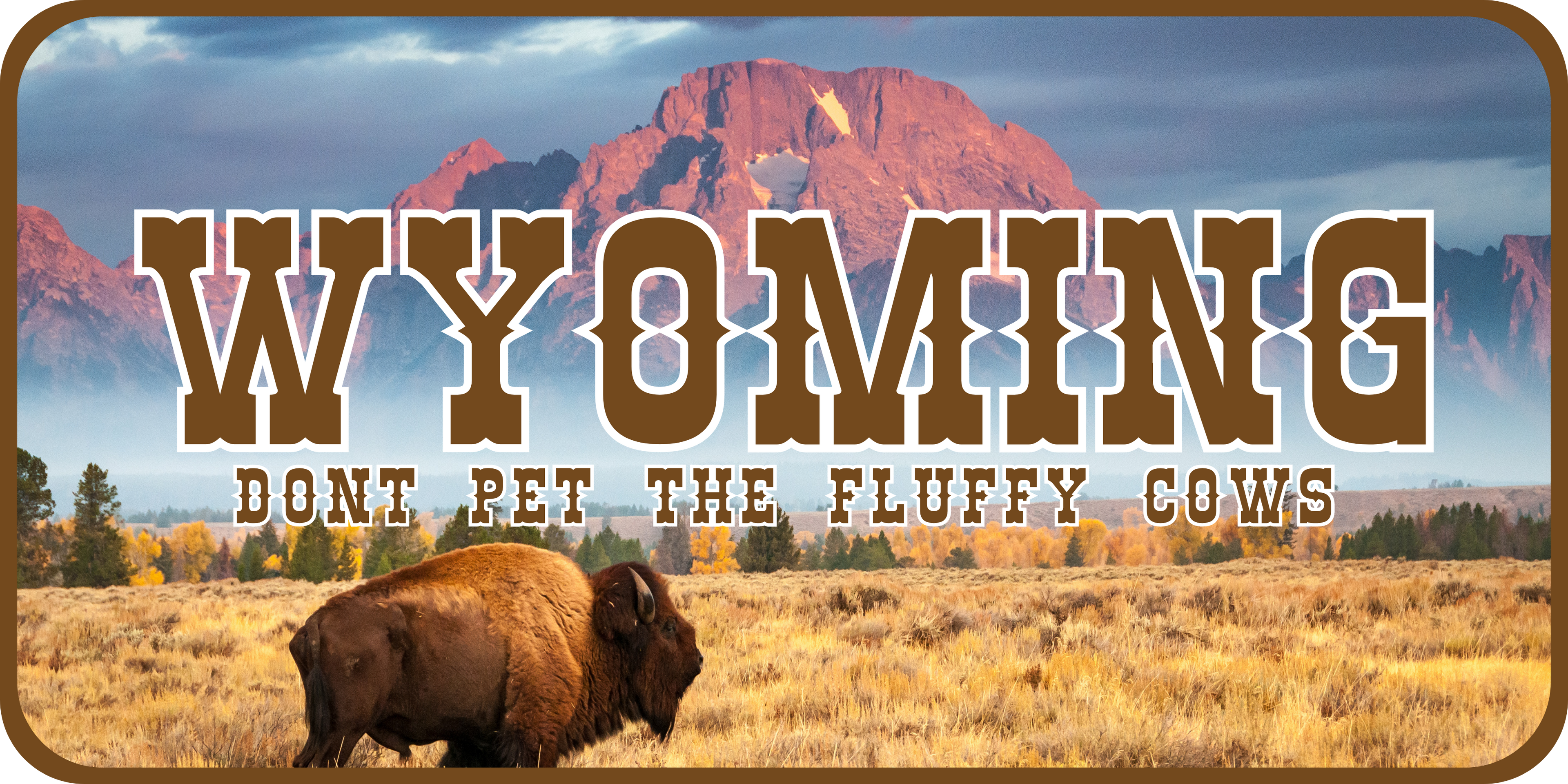 Wyoming License Plate "Don't Pet the Fluffy Cows" V1