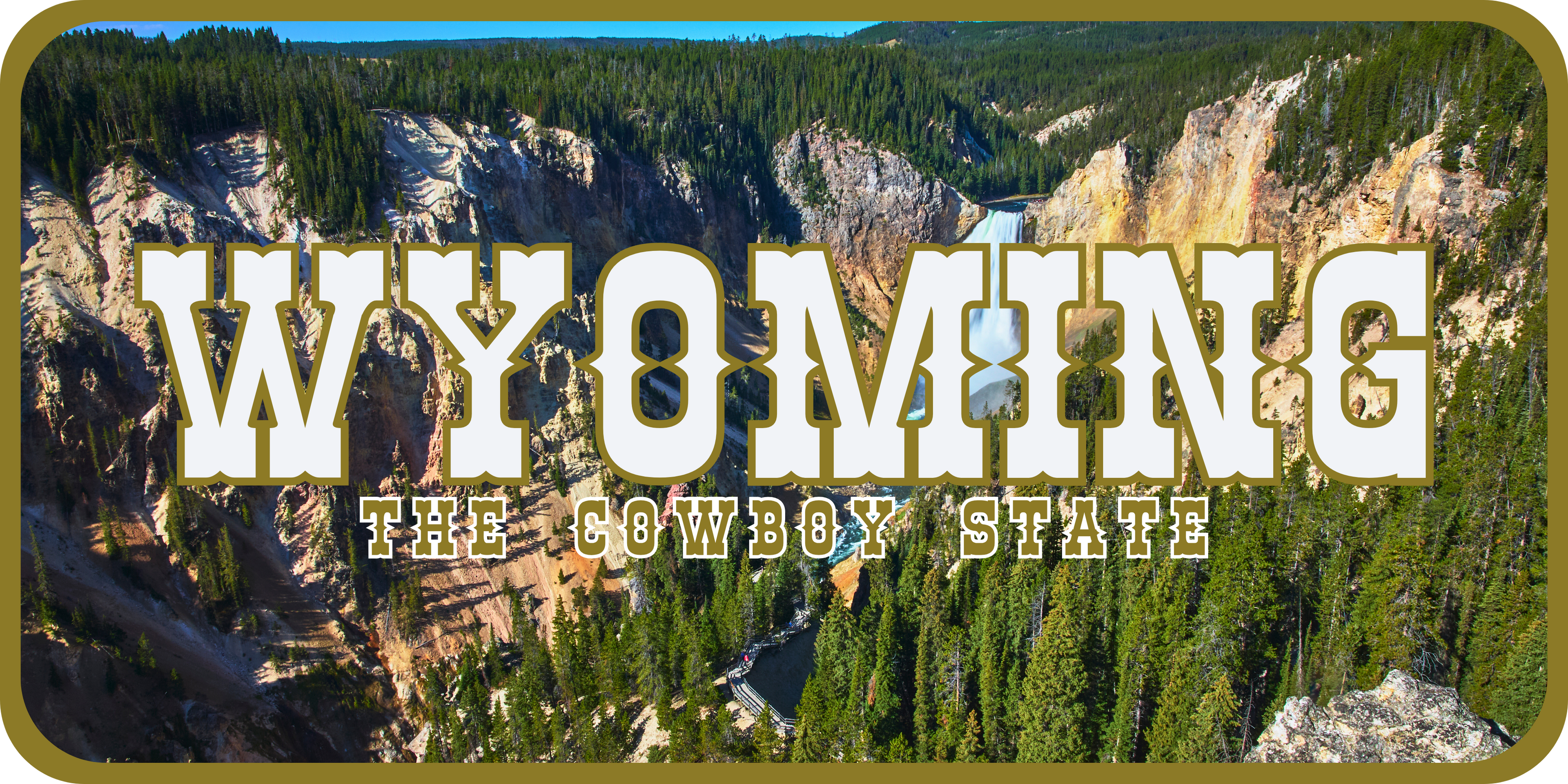 Wyoming License Plate WaterFall